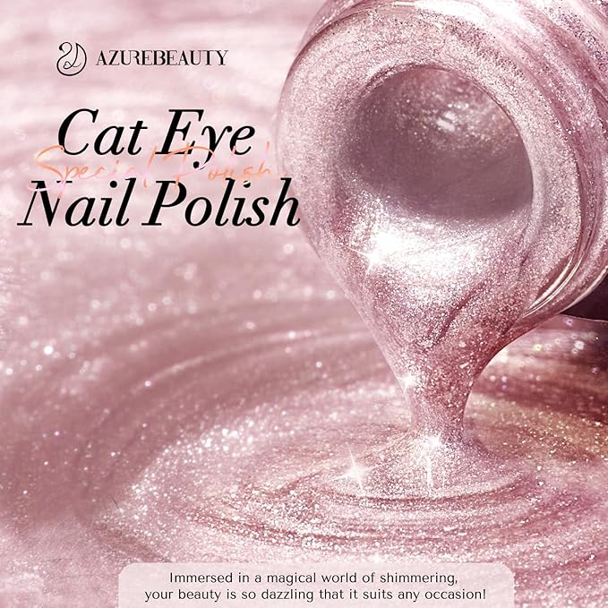 AZUREBEAUTY Cat Eye Nail Polish Quick Dry Nude Glitter Toe Nail Polish Natural Shine Nail Lacquer Salon-Quality for Women Girl Gifts