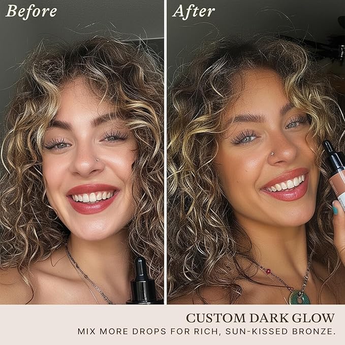Self Tanning Drops for Face - USA Made with Organic & Natural Ingredients, Ultra Dark Face Tanning Drops to Add to Moisturizer, Self Tanner for Sunless Fake Tan & Natural Glow, Cruelty & Toxin Free