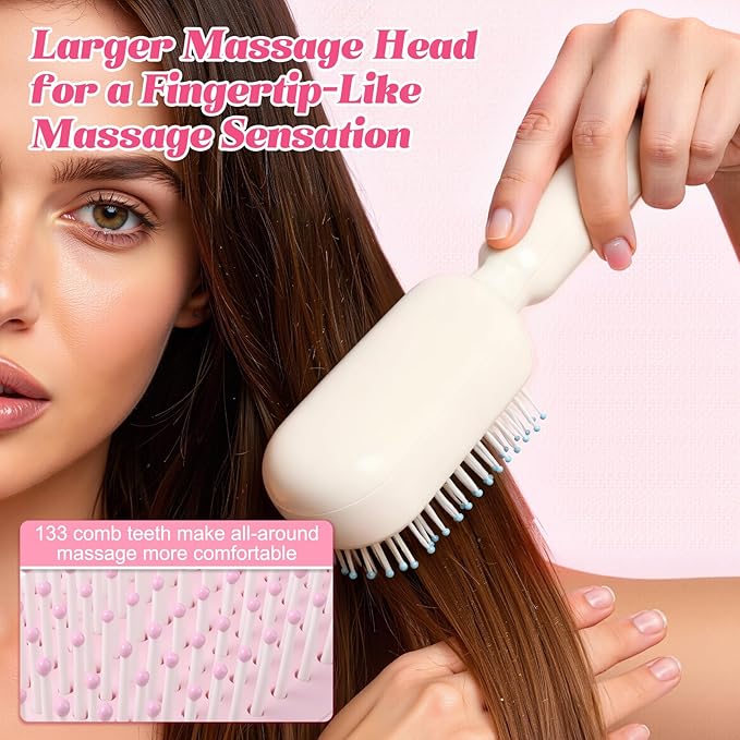 Self Cleaning Hair Brush, Retractable Hair Brush, Massage Comb With Retractable Bristles,Ergonomic Handle Hair Comb,One-pull Clean Anti Static Brushs, Hairs Styling Tools for All Hairs Types (Blue)