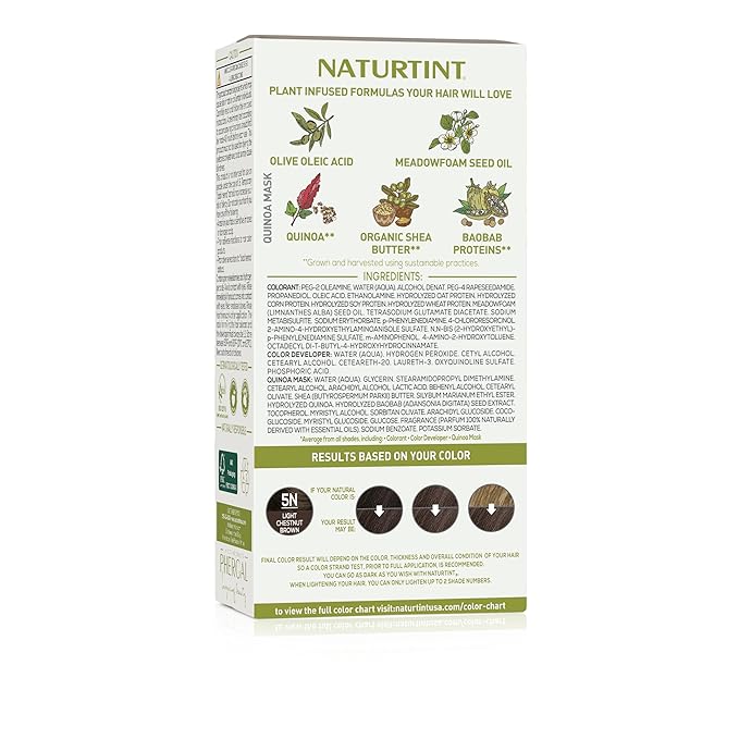 Naturtint 5N Light Chestnut Brown Permanent Hair Color (Pack of 1), Ammonia Free, Vegan, Cruelty Free, up to 100% Gray Coverage, Long Lasting Results (Packaging may vary)