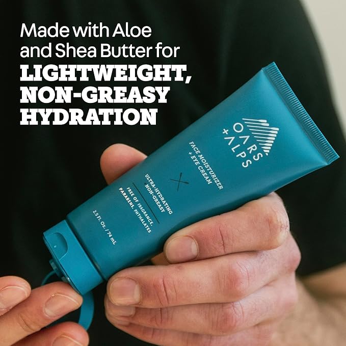 Oars + Alps Face Moisturizer and Eye Cream, Face Lotion with Aloe Leaf Juice and Vitamin E, Long Lasting, Hydrating Cream, TSA Friendly, 2.5 Fl Oz, 2 pk