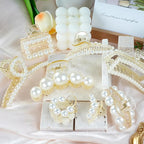 Pearl Hair Accessories for Women - 8PCS Claw Clips for Thick and Thin Hair, Barrettes for Styling and Weddings