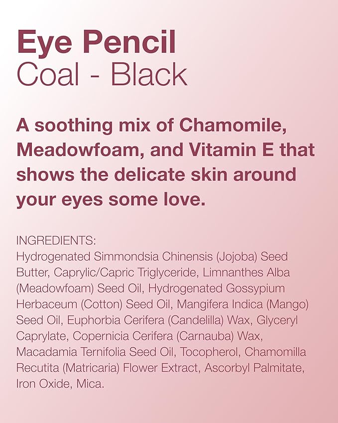 Mineral Fusion Eye Pencil (Black - Coal) - Eyeliner with Soothing Chamomile, Meadowfoam & Vitamin E - Smooth & Long Lasting, Hypoallergenic, Non-Irritating Eye Makeup