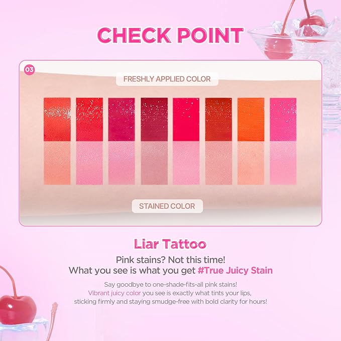 lilybyred Juicy Liar Water Tint | Korean Vivid Water-Gel Lip Stain, Fresh Fruit Colors, Intense Long-Lasting Stain, Moisturizing, Transfer-Proof, Lightweight Finish, 0.16 oz. (08 Pink Currant Punch)