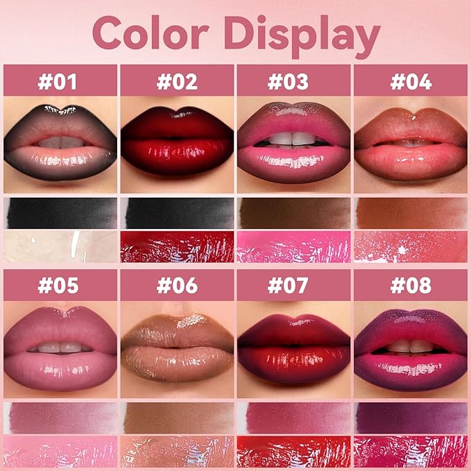 Lip Liner Gloss Lip Combo Set, 2 in 1 Lip Duo Black Lip Liner Lipstick Glossy Clear Nourishing Gloss Lip Kit,Smooth Quick Fuller Plumping Moisturizing Juicy Lip Makeup for Women 01# Gothic Ice