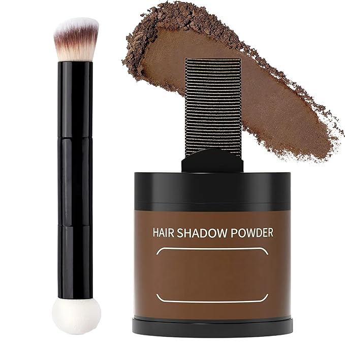 Gowwim Root Touch up Powder, Instantly Gray Hair Cover up Hairline Powder for Women & Men Waterproof and Sweatproof Root Cover Up Long-Lasting for Thinning & Loss Hair (Med Brown2, 10G+1)