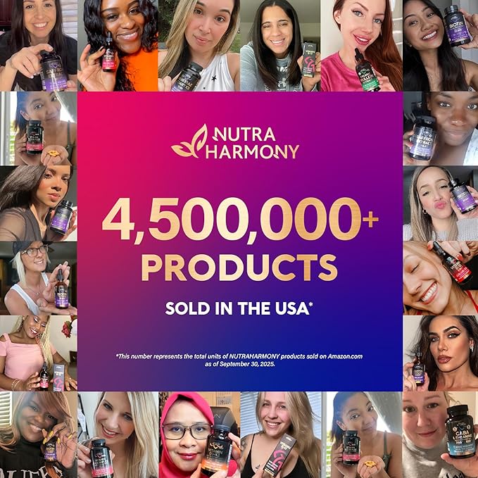 Liquid Biotin & Collagen 60,000 mcg - Vitamins for Hair Growth Support - Extra Strength Drops for Women & Men - Liquid Collagen Supplement - Strong Nails & Healthy Skin - Made in USA - 4 Fl Oz