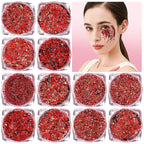 Body Glitter Face Glitter, Hair Glitter for Kids, 12 Shapes Fine Chunky Glitter Gel for Women Girls Makeup Sparkles Party Mermaid Sequins Rave Accessories Singer Concerts Festival (Red Scheme)