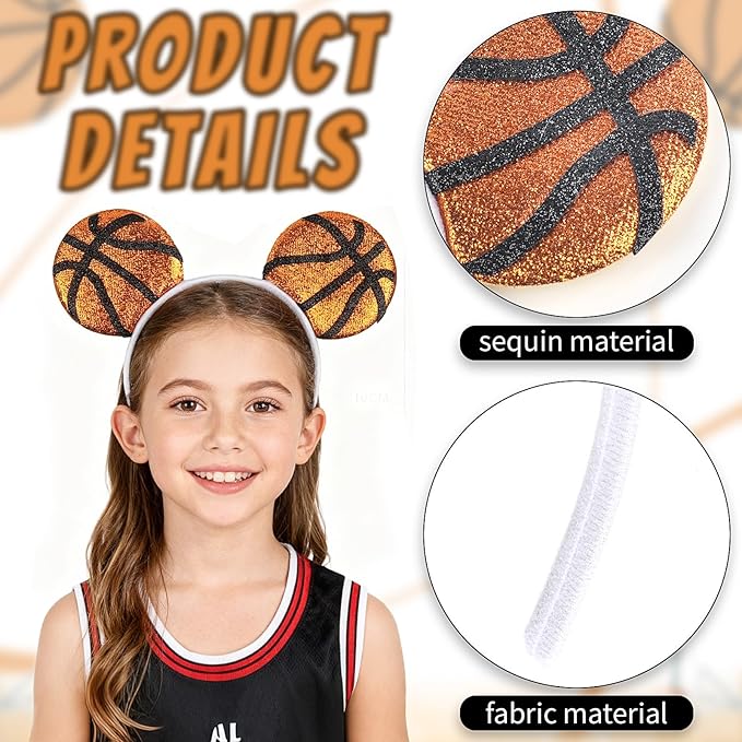 Game Day Fans Headbands for Women&Men, Glitter Ball Sports Hairbands, Sports Themed Hair Accessory, Team Party Favor