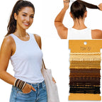 Boho Hair Ties, 20-Pack (4 Styles) Cute Elastic Bands for Thick or Thin Hair, No-Damage Stretch Bracelets, Brown Hair Accessories for Women & Girls (Sun-Kissed Carnival)