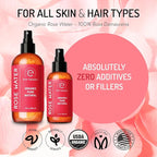 Eve Hansen Organic Rose Water Spray – Pure Rosewater Face & Hair Mist for Hydration & Refreshing Glow | Facial Toner & Makeup Setting Spray | Alcohol-Free & Vegan | 4 oz