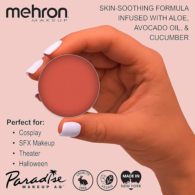 Mehron Makeup Paradise Makeup AQ Refill Size | Stage & Screen Performance, Face & Body Painting, Beauty, Cosplay, and Halloween | Water Activated Face Paint, Body Paint .25 oz (7 ml) (CORAL)