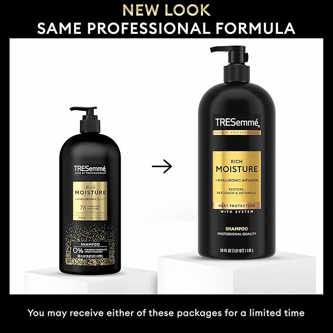TRESemmé Rich Moisture Hydrating Shampoo with Pump 4 Count for Dry Hair Formulated With Pro Style Technology 39 Fl Oz