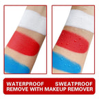 MEICOLY Red White Blue Face Body Paint Set,4th of July Accessories,4th of July Face Paint,4th of July Outfits for Women,Patriotic Independence Day Pride Face Paint with Painting Brushes and Sponges
