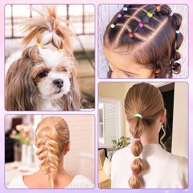 28 Colors Rubber Bands with 7 Hair Styling Tools, 1500 Pcs Colorful Elastic Ties Small Rubber Bands Baby Toddler Hair Ties for Girls Christmas Gifts