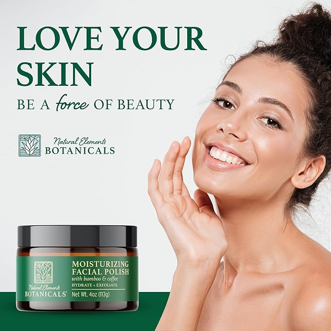 Moisturizing Facial Polish, Gentle Face Scrub, 2-in-1 Facial Scrub, Hydrating & Exfoliating Face Scrub, Facial Exfoliator w/Bamboo & Coffee, 4 oz