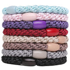 J.CARP 8Pcs Mixed color Hair Ties for Women Girls, Elastics Hair Bands Ponytail Holders, No Damage No Crease Hair Elastics, Perfect for Girls and Women with Thick or Curly Hair, Style 13
