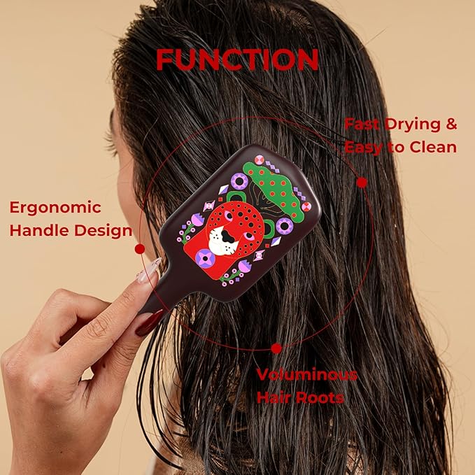 SIMETRA Wooden Paddle Hair Brush Unique Pattern Guinean Ovangkol Hardwood Bristles Hair Brushes for Women Wet Brush Detangling Brush for Scalp Massage for Men Kids for All Hair Types (Cheetah)