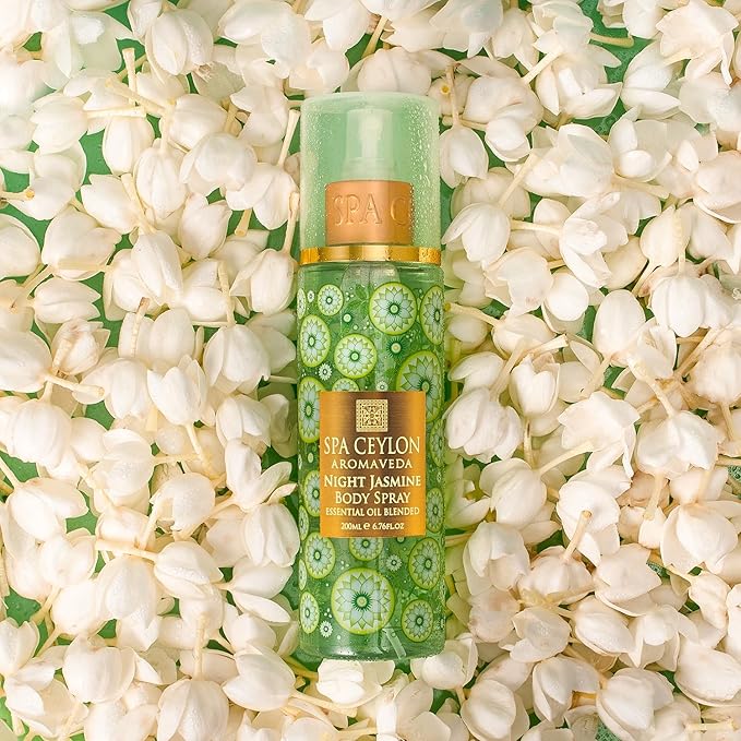 SPA CEYLON Night Jasmine Body Spray, Enchanting Women's Fragrance Mist with Essential Oil, Romantic All-Day Scent, 200 ml