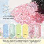 Beetles Christmas Gel Nail Polish - Pastel Scenery By the Lake Soak Off UV LED Gel Polish, 6 Colors Pink Green Yellow Drawing Swirl Shell Thread Effect Nails DIY Manicure Gifts for Women