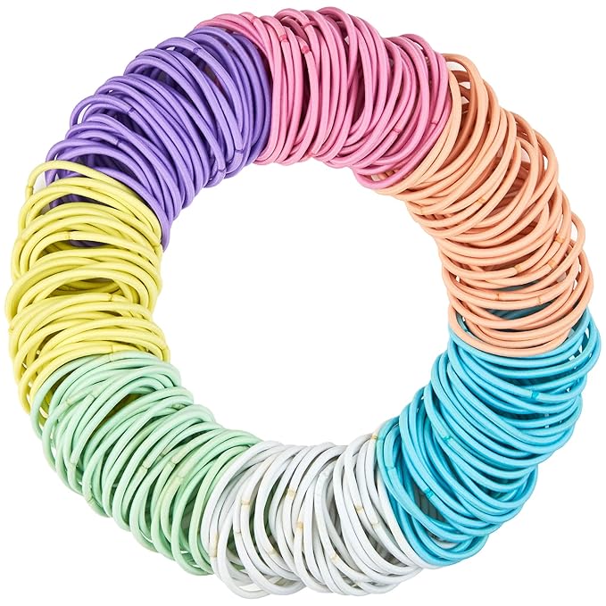 Expressions 216-Piece Hair Ties, 4mm Pastel Colors Value Pack, Durable Ponytail Holders For Thick Hair, Curly Hair and All Hair Types