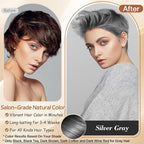 Instant Silver Gray Hair Dye Shampoo for Vibrant Hair Color, Natural Herbal Hair Color Shampoo Hair Dye, 3 in 1 Coloring & Care Formula Lasts 3-4 Weeks, Easy & Quick to Use for Women Men, 500ML