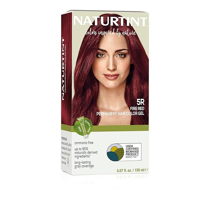 Naturtint 5R Fire Red Permanent Hair Color (Pack of 1), Ammonia Free, Vegan, Cruelty Free, up to 100% Gray Coverage, Long Lasting Results (Packaging may vary)