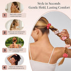 Kitsch Satin Scrunchies for Women - No Crease Hair Ties for Girls | Scrunchies For All Hair Types and Textures, Perfect for Day or Night | Ideal Gifts for Women - Assorted Cherry Blossom, 5pcs