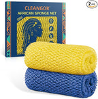 2Pcs African Net Sponge Authentic with Knots - Exfoliating Body Scrubber for All Skin Types, African Bath Sponge, Wash Cloth, Gentle Exfoliation Shower Rag for Women Daily Use