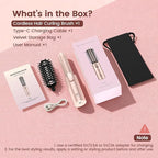 Youbella Cordless Hair Curling Iron Brush, Portable Travel Hair Curler, Mini 1.5″ Heated Round Brush, 3-in-1 USB Rechargeable Straightening Wand for Styling & Smoothing, 200 Million Ionic Care, Pink