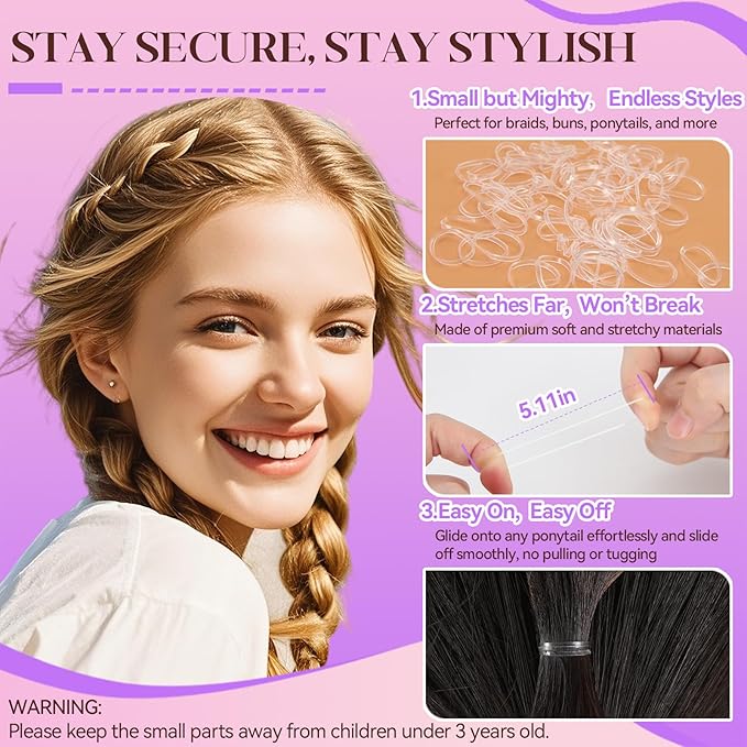 300 Pcs Bobby Pins Hair Pins Kit with Storage Box, 100 Brown Non - Slip Bobby Pins, 100 Invisible Hair Pins for Women and 100 Clear Hair Elastics, Lock in the Style for All Hair Types & Ages