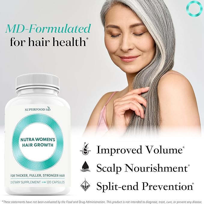 Women's Balance Hair Growth Supplements, Ages 45 and Up, Customer Proven for Visibly Thicker Hair and Scalp Coverage, Soy-Free, Made with 26 Ingredients Including Beta Carotenes - 3 Month Supply