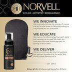 Norvell Sunless Dark Self Tanner Mousse with Mitt, 8 Fl Oz + Streak Free Tanning Applicator Mitt - Instant Natural Looking Bronzing Glow