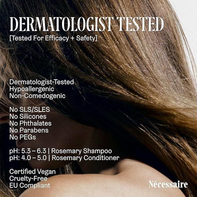 Nécessaire Rosemary Hair Duo | Multi-Protein Strengthening Shampoo + Conditioner Set For Thinning Hair. For Women + Men. Good For All Hair Types/Textures. Free Of Sulfates. Color-Safe. 250 ml / 8.4 oz