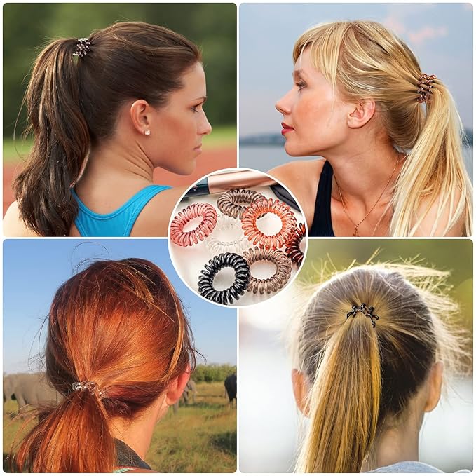 27 PCS Spiral Hair Ties,No Crease Coil Hair Elastic Hair Bands Multi Color Waterproof Phone Cord Hair Accessories For Women Girls Ponytail Holders