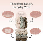 Kitsch Scrunchies for Women - No Crease Hair Ties for Girls | Scrunchies For All Hair Types and Textures, Perfect for Day or Night | Ideal Gifts for Women - Moss Green, 5 Pcs