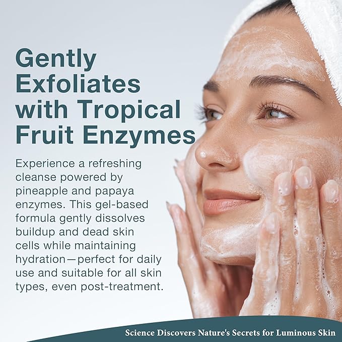 Lira Clinical BIO Enzyme Cleanser for Oily Skin Control - Papaya Enzyme Gel Face Wash - Hydrophilic Exfoliating Facial Cleanser - Deep Cleansing Skincare with Resurfacing and Hydrating Care - 6 Oz