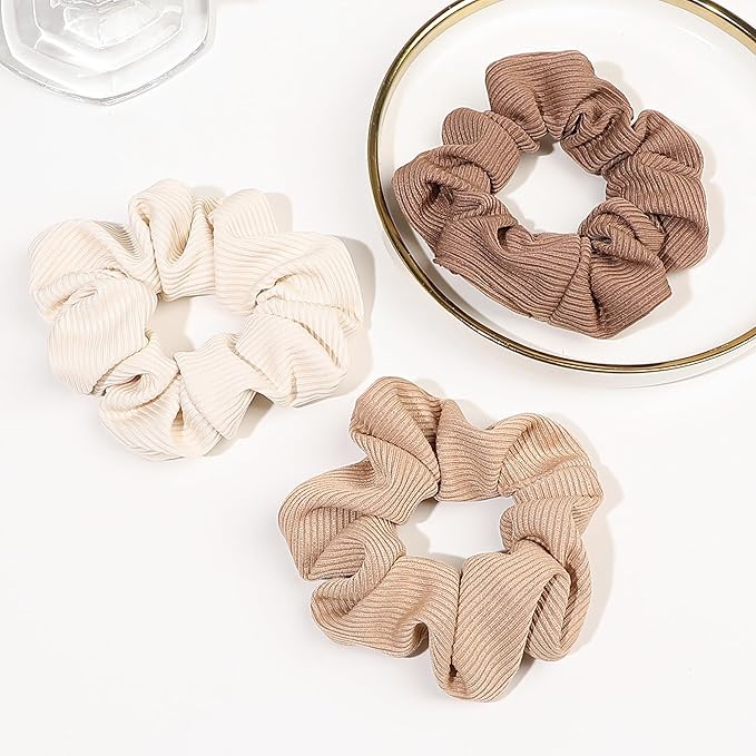 Hair Scrunchies for Women - Hair Ties No Damage Both for Thick Hair or Thin Hair Curl Hair No Crease Gray Scrunchies Ponytail Holder No Hurt Your Hair