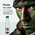 Blue Squid PRO Forest Green Face Paint Stick - Waterproof Body Paint for Adults & Kids Eye Black Baseball, Eyeblack Softball - Hypoallergenic Twist-Up Non-Toxic Makeup Stick for Cosplay, Sports, SFX
