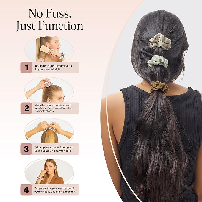 Kitsch Scrunchies for Women - No Crease Hair Ties for Girls | Scrunchies For All Hair Types and Textures, Perfect for Day or Night | Ideal Gifts for Women - Moss Green, 5 Pcs