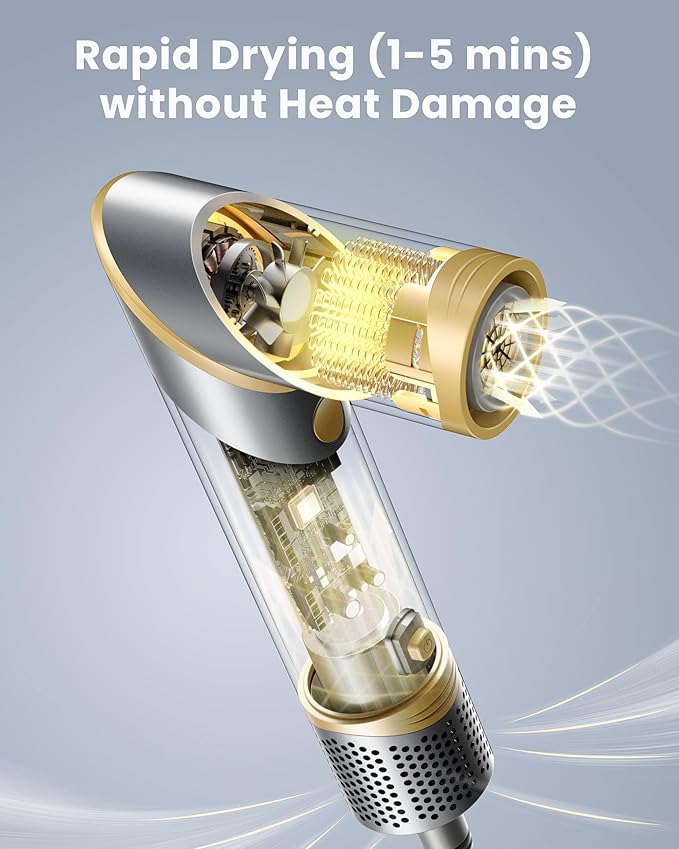 Easywave 5 in 1 Multi Hair Styler Dryer Brush: 110,000 RPM High-Speed, Flexible Air Styling & Drying System, Professional Negative Ionic Hot Air Brush Set for Fast Drying, Curling Volumizing