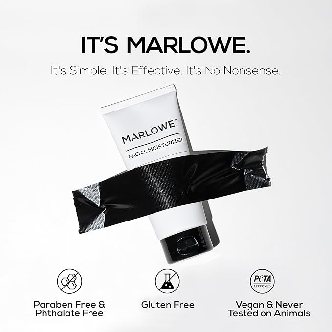 MARLOWE. No.123 Men’s Facial Moisturizer, Lightweight Daily Lotion with Aloe Vera & Green Tea for Soft, Hydrated Skin, Fresh Aloe Citron Scent, Holiday Grooming Gift for Men, 6 fl oz