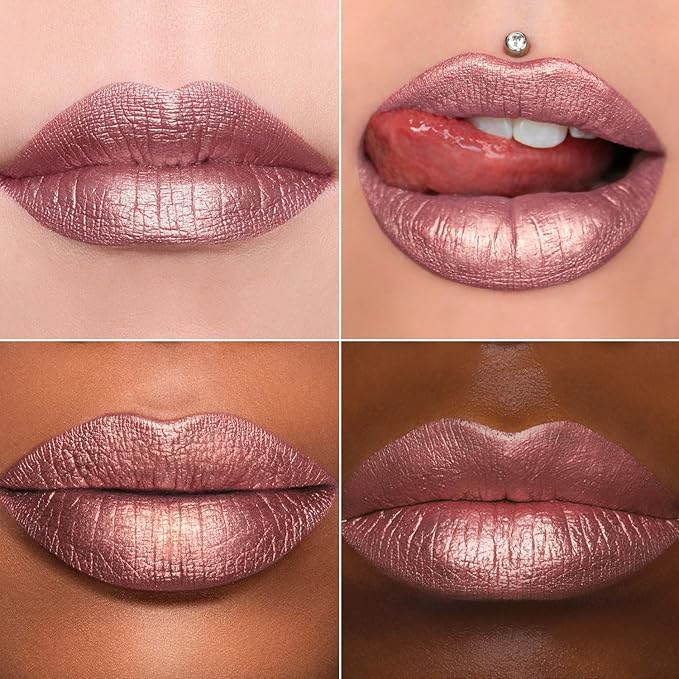 MAKI YIKA Metallic Pink Lipstick for Women Nude Lipsticks Long Lasting Shine Glitter Lipstick No Smudge No Transfer Liquid Lip Gloss (BR010 Sweet Sugar)