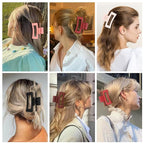 3.5 Inch Medium Hair Claw Clips 6 Pack Hair Clips for Women Square Rectangle Claw for Hair Banana Jaw Clips Hair Accessories for Girls -Red