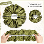 CEELGON Olive Green Big Satin Scrunchie6.5 Inches Jumbo Scrunchies Silky Hair Ties Oversized Ponytail Holderfor Thick Curly Hair Extra Large Hair Accessories for Women (Olive Green)