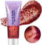 Go Ho Red Face Body Glitter,Singer Concerts Red Face Paint Glitter Makeup,Holographic Chunky Sequins Glitters for Eye Lip Hair Nails,Festival Rave Accessories,52g
