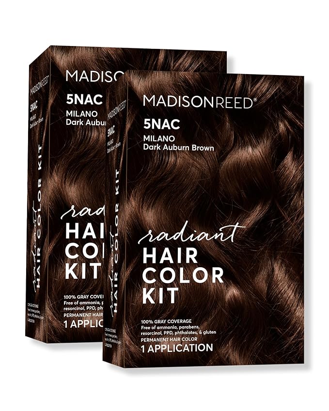 Madison Reed Radiant Hair Color Kit - 5NAC Dark Chocolate Brown with Copper-Auburn Undertones (Milano Brown), Dimensional Gray Hair Blending Permanent Hair Dye, PPD-Free & Ammonia-Free, 2 Pack