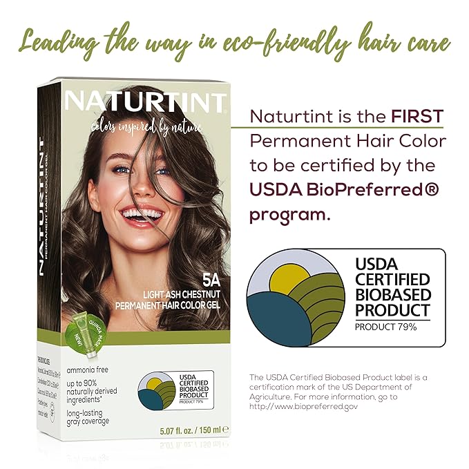 Naturtint 5A Light Ash Chestnut Permanent Hair Color (Pack of 1), Ammonia Free, Vegan, Cruelty Free, up to 100% Gray Coverage, Long Lasting Results (Packaging may vary)