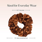 Kitsch Recycled Satin Ruffle Scrunchie – Gentle Hair Scrunchie for Women, Eco-Friendly Hair Tie No Damage, Stylish Ponytail Holder | Ideal Gifts for Women - Camel
