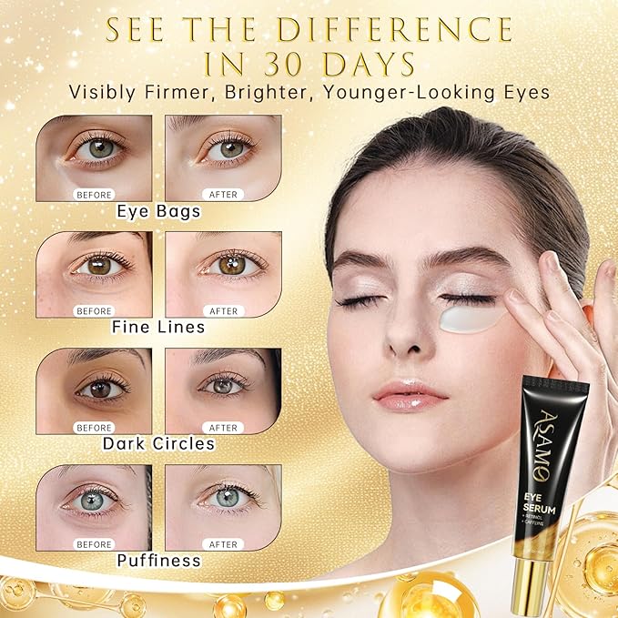 ASAMO Eye serum, Fast Absorbing, Correction for Puffy Eye Bags Fine Lines Dark Circles Wrinkles, 48Hr Hydrating Under-zz01